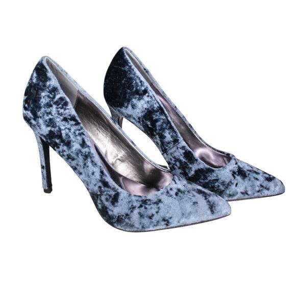 Carlos Santana Blue Crushed Velvet High Heel Pumps Pointed Toe 6.5M - Picture 1 of 5